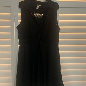 Black Eyelet Overlay Dress
